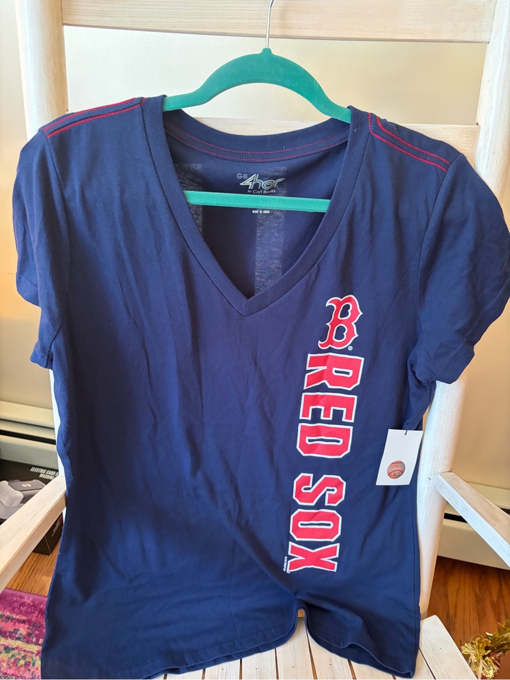 Majestic Navy Red Boston Red Sox V-Neck Tee
